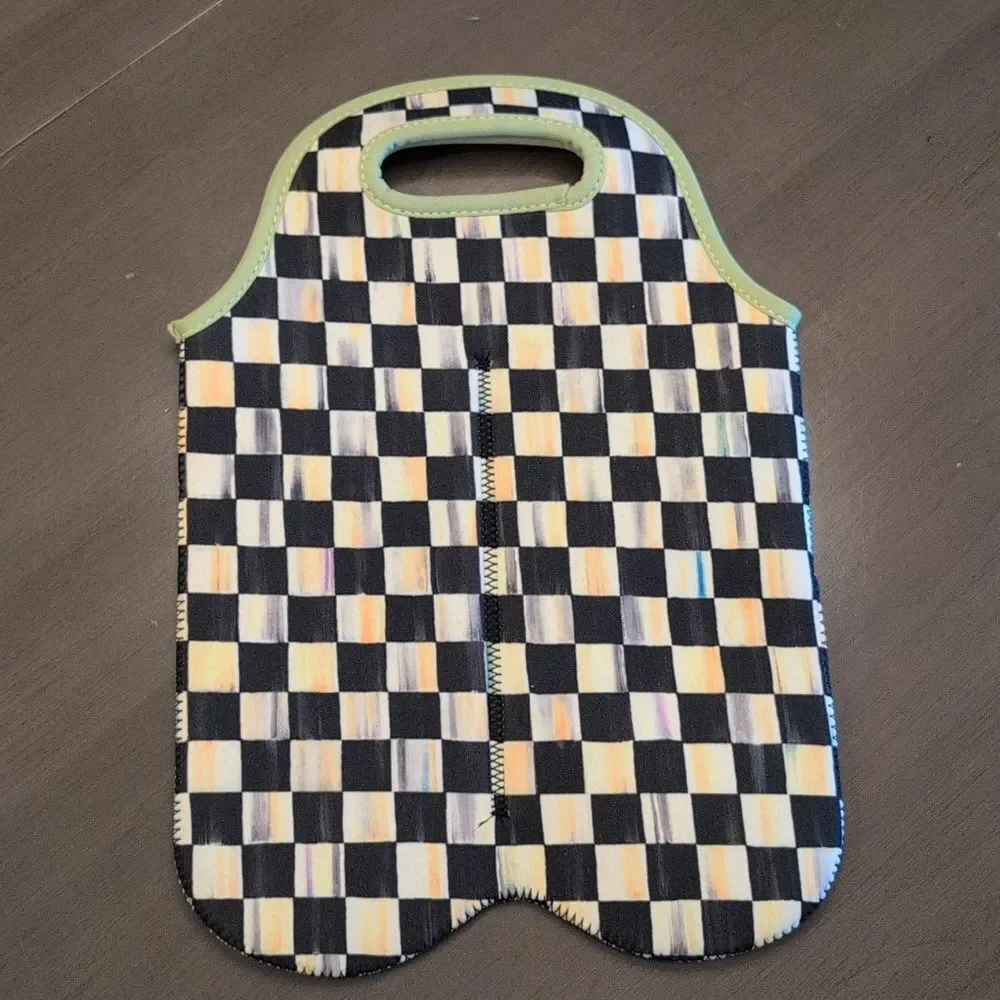 MacKenzie-Childs Courtly Check Double Wine Tote Insulated Bag